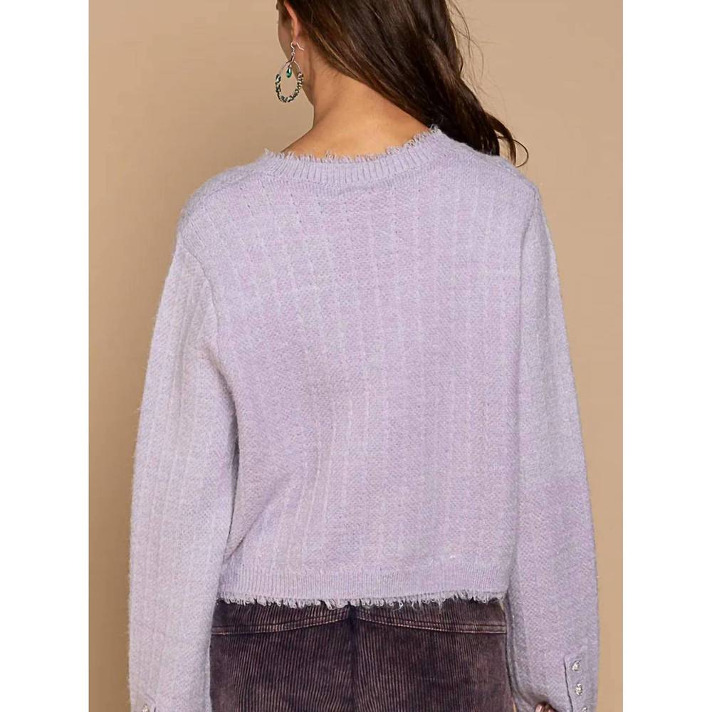 NEW POL luxe cardigan in powder lavender - Picture 5 of 5